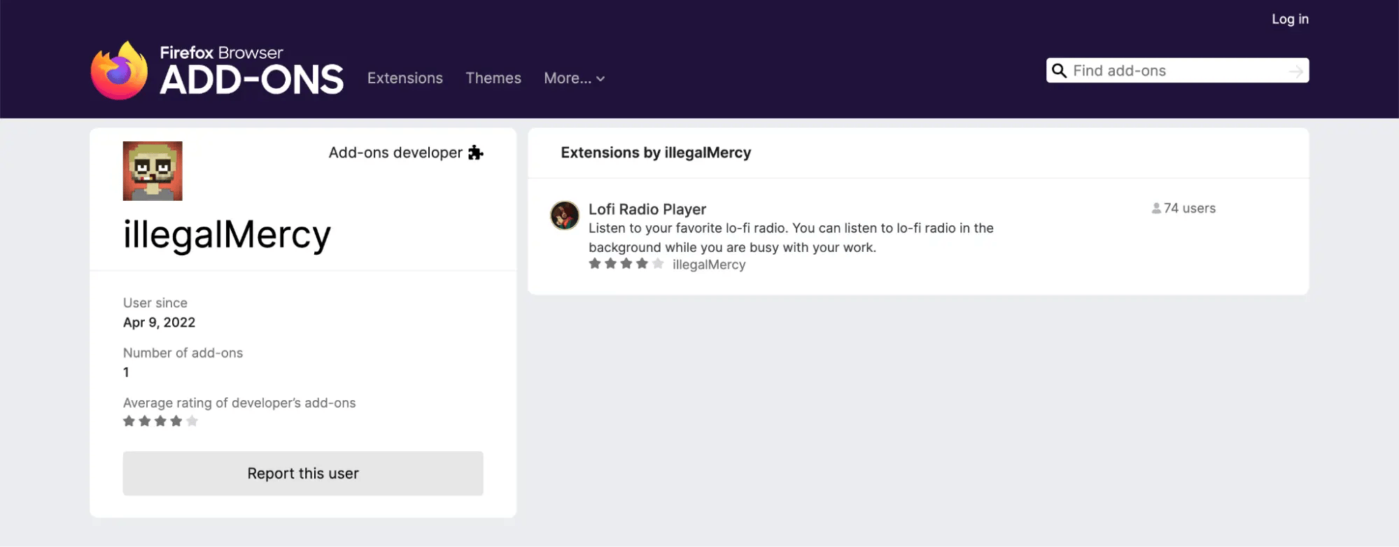Firefox Add-ons developer profile for illegalMercy